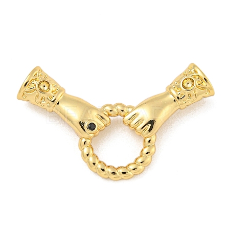 Brass Micro Pave Cubic Zirconia Fold Over Clasps KK-P277-42G-1