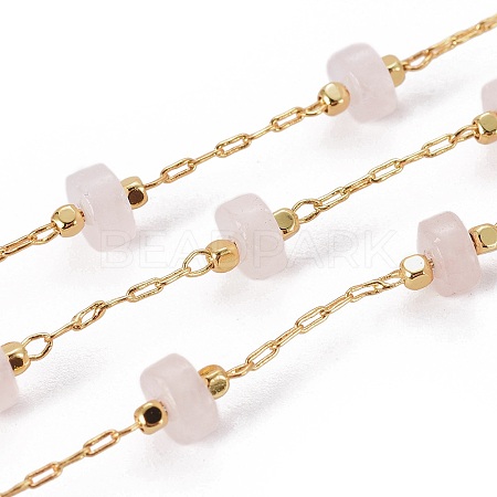 Handmade Natural Rose Quartz Beaded Chains CHC-E019-02E-1