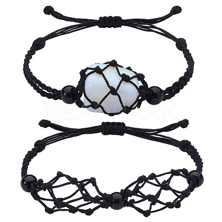 Adjustable Braided Nylon Cord Macrame Pouch Bracelet Making AJEW-SW00013-15-1