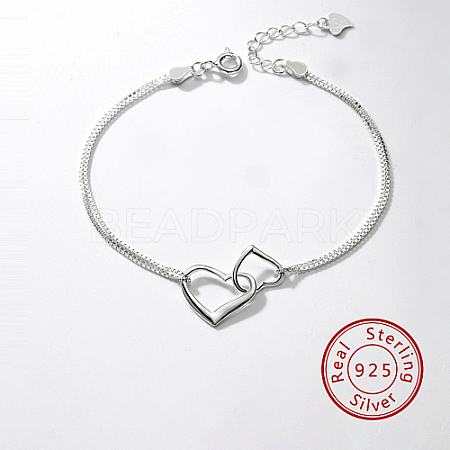 925 Sterling Silver Double Link Chian Bracelets UB9438-1