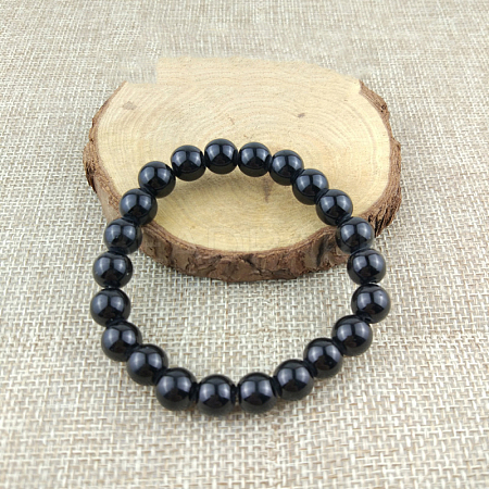 Glass Imitation Natural Agate Round Beaded Stretch Beaded Bracelets WG8D788-01-1