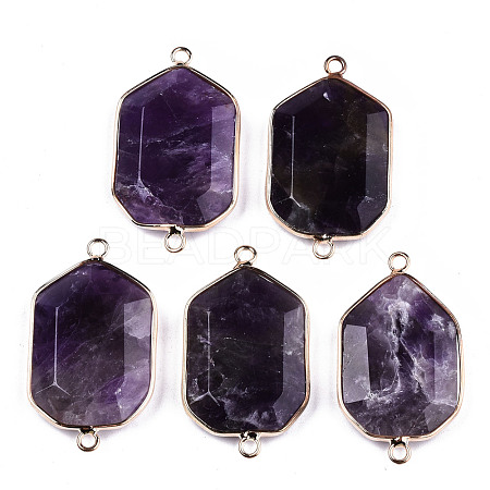 Natural Amethyst Links Connectors G-T131-48G-02-1