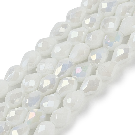 Opaque Solid Color Electroplate Glass Beads Strands EGLA-N013-P6mm-B02-1