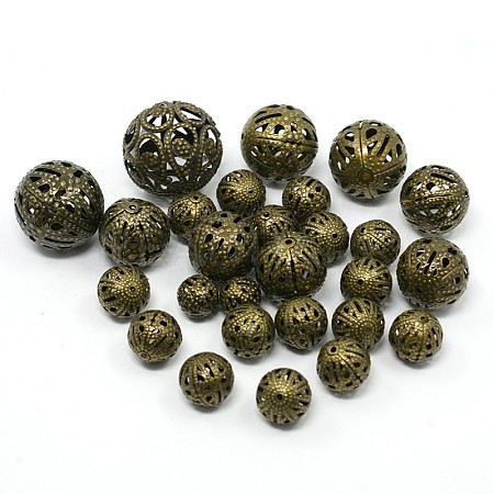 Mixed Iron Filigree Hollow Round Beads IFIN-X0008-AB-NF-1