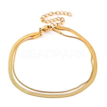 304 Stainless Steel Multi-Strand Chain Bracelets BJEW-G711-03C-G-1