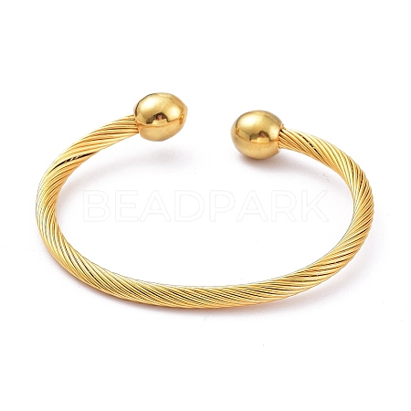 304 Stainless Steel Cuff Bangles BJEW-M284-12G-1