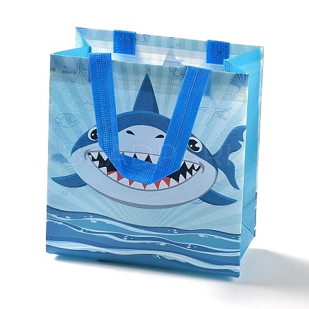 Cartoon Printed Shark Non-Woven Reusable Folding Gift Bags with Handle ABAG-F009-D04-1