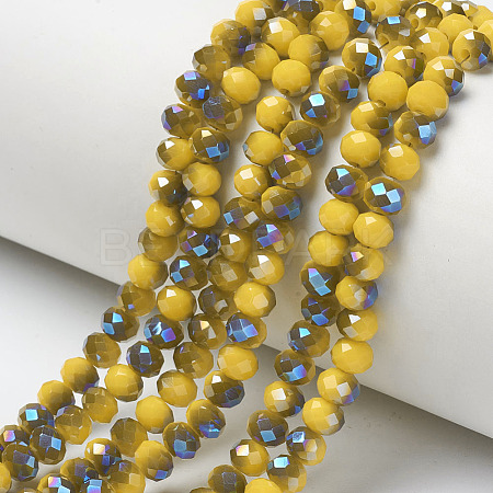 Electroplate Opaque Solid Color Glass Beads Strands EGLA-A034-P4mm-I15-1