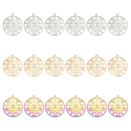 DICOSMETIC 18Pcs 3 Colors 304 Stainless Steel Pendant STAS-DC0012-38-1