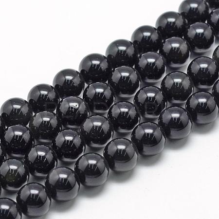 Natural Obsidian Beads Strands G-R446-8mm-24-1