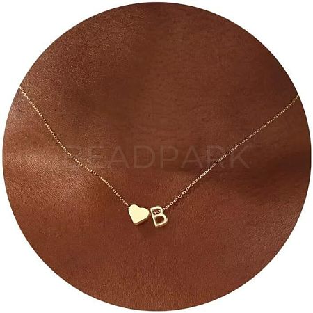 Simple Style Adjustable 316L Surgical Stainless Steel Heart and Initial Pendant Necklaces for Women WG95AEF-02-1