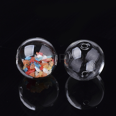 Handmade Blown Glass Globe Beads DH017J-1-16mm-1-1