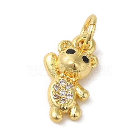 Brass Micro Pave Clear Cubic Zirconia Pendants KK-R162-004H-G-1