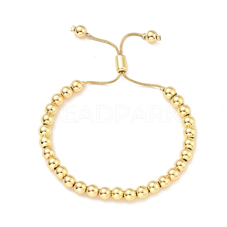 Rack Plating Brass Round Beaded Slider Bracelet for Women BJEW-B066-01A-01-1