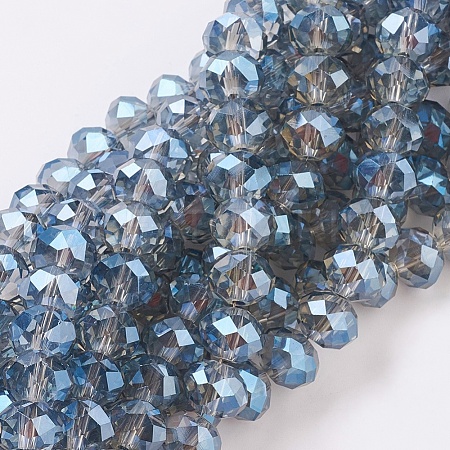 Faceted Rondelle Electroplate Glass Beads Strands for Bracelet Making X-EGLA-D020-10x8mm-59-1