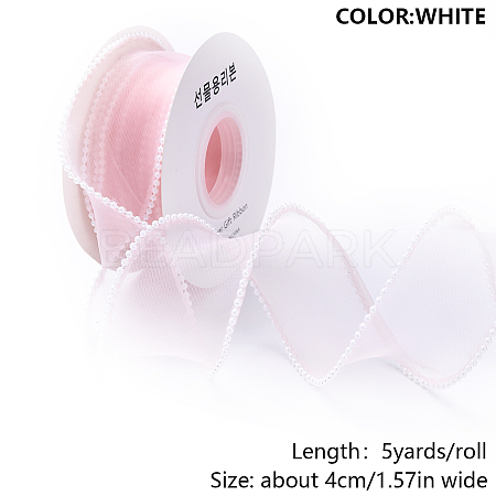 1Roll 5 Yards ABS Pearl Edged Mesh Ribbon for Bowknot Making OCOR-YW0001-13F-1