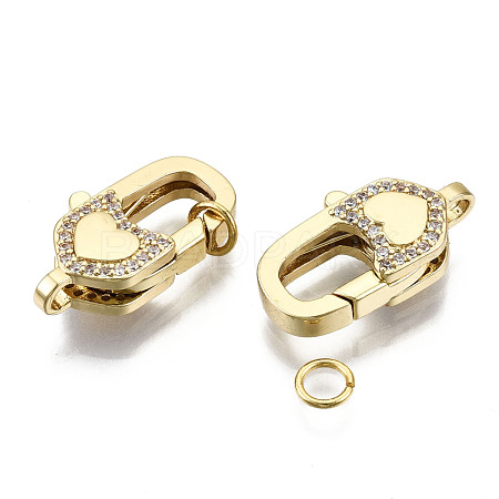Brass Micro Pave Clear Cubic Zirconia Lobster Claw Clasps ZIRC-S066-038-NF-1