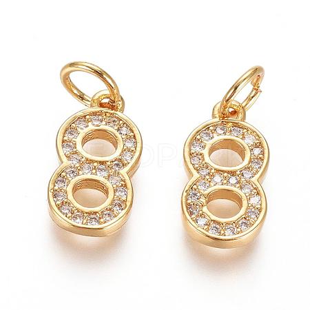 Brass Micro Pave Clear Cubic Zirconia Charms ZIRC-L092-08-G-1