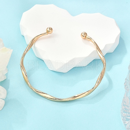 Wave Alloy Cuff Bangles BJEW-L701-04G-1