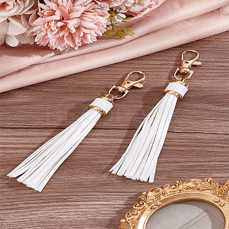 2Pcs PU Leather Tassel Pendant Decorations FIND-LP0004-01B-1