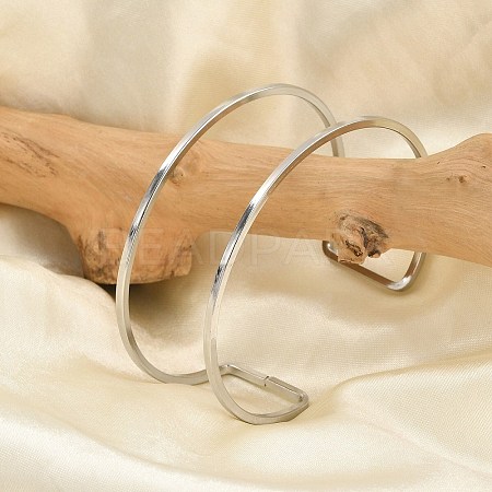 Non-Tarnish 304 Stainless Steel Hollow Open Cuff Bangles for Women BJEW-S155-04P-1
