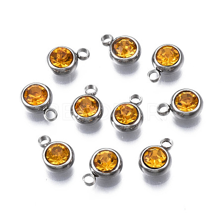 201 Stainless Steel Rhinestone Charms STAS-S068-18-1