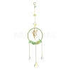 Teardrop Flower Glass & Acrylic Beads Suncatcher with 201 Stainless Steel Fairy Pendants HJEW-JM04988-01-1