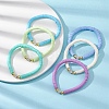 6Pcs 6 Color Polymer Clay Disc & Rhinestone Beaded Stretch Bracelets Set BJEW-JB09673-5
