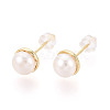 Brass Natural Pearl Stud Earrings PEAR-N020-08F-1