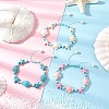 3Pcs 3 Styles Starfish & Turtle Synthetic Turquoise Beads Braided Bead Bracelets for Women BJEW-JB12130-1