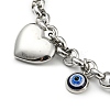 Resin Evil Eye & Heart Charm Bracelet BJEW-Z016-09P-2