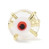 Lampwork Evil Eye Open Cuff Ring RJEW-C051-01G-08-3