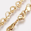 Brass Heart Link Chain Necklaces X-NJEW-O101-01G-2