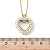 Brass Micro Pave Clear Cubic Zirconia and Glass Heart Locket Photo Pendant 304 Stainless Steel Chain Necklaces for Women NJEW-D341-01G-5