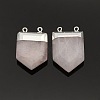 Natural Rose Quartz Point Pendants with Silver Color Plated Brass Findings X-G-P053-P32D-1