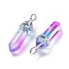 Faceted Bullet Glass Pointed Pendants KK-E282-01P-04-3
