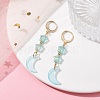 Moon & Star Glass Dangle Leverback Earrings with 304 Stainless Steel Pins EJEW-JE05605-02-2