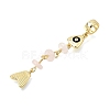Brass Pave Cubic Zirconia Clear Cubic Zirconia & Natural Rose Quartz & Enamel European Dangle Charms GG-CBA3401-01G-A07-2