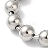 304 Stainless Steel Beads Ball Chain Bracelets for Women BJEW-B092-01C-P-2