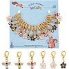 18Pcs Alloy Enamel Sakura Bee Pendant Decorations HJEW-PH01532-1