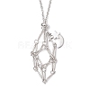 304 Stainless Steel Empty Macrame Pouch Star Moon Pendant Cable Chain Necklace Making NJEW-JN05281-02-2
