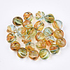 Two Tone Transparent Spray Painted Acrylic Corrugated Beads ACRP-T005-12mm-52-1