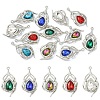 12Pcs 6 Colors Alloy Glass Pendants ALRI-YW0001-33-1