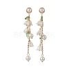 Flower ABS Plastic & Glass Pearl Dangle Stud Earrings EJEW-JE05217-1