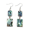 Brass Natural Abalone Shell Dangle Earrings EJEW-F388-01C-P-4