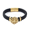 Men's Braided Black PU Leather Cord Bracelets BJEW-K243-45G-1