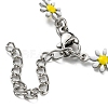 304 Stainless Steel Flower Link Chain Necklace with Enamel NJEW-E098-01P-3