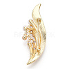Natural Pearl & Glass Leaf Brooches for Women JEWB-N001-13G-2