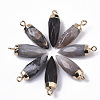 Top Golden Plated Natural Flower Agate Pointed Pendants G-S359-078H-2