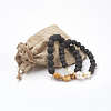 Natural Lava Rock Beads Couples Stretch Bracelets Sets BJEW-JB03880-6